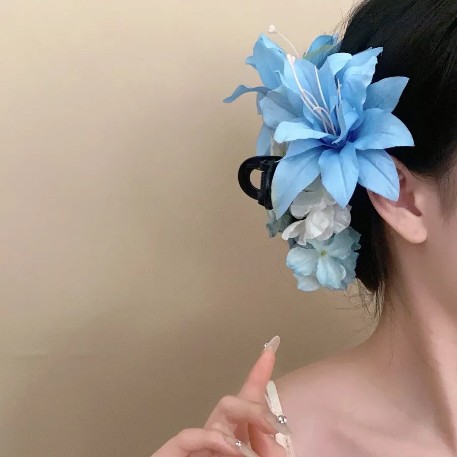 Super Fairy Artificial Flower Butterfly Flower Tassel Grip Female Sweet Style Unique and Exquisite Barrettes Ins All-Match Hair Accessories Fashion