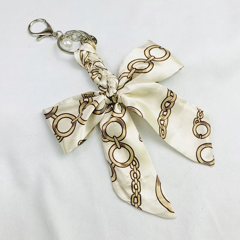 Sweet Simple Style Bow Knot Cloth Metal Unisex Bag Pendant Keychain