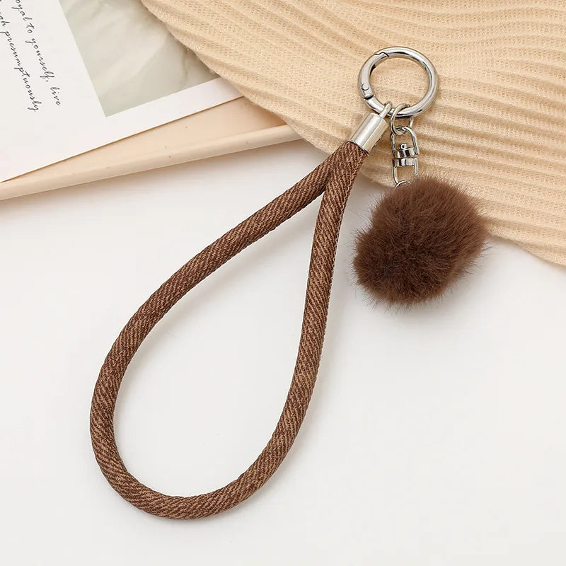 Basic Solid Color Plush Keychain