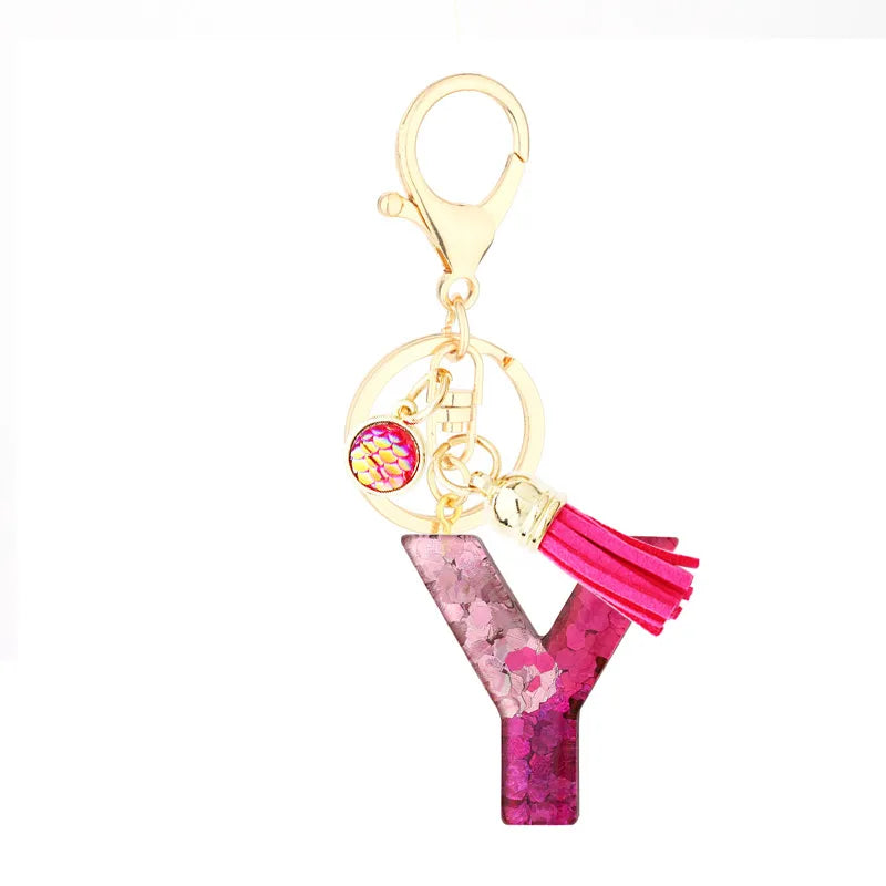 1 piece fashion letter resin patchwork unisex keychain