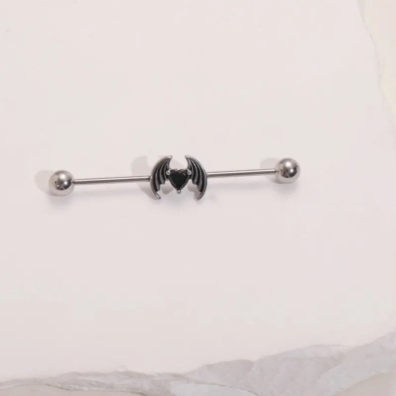 1 Piece Ear Cartilage Rings & Studs Casual Hip-Hop Punk Cross Wings Snake 316L Stainless Steel  Polishing Inlay Zircon Ear Cartilage Rings & Studs