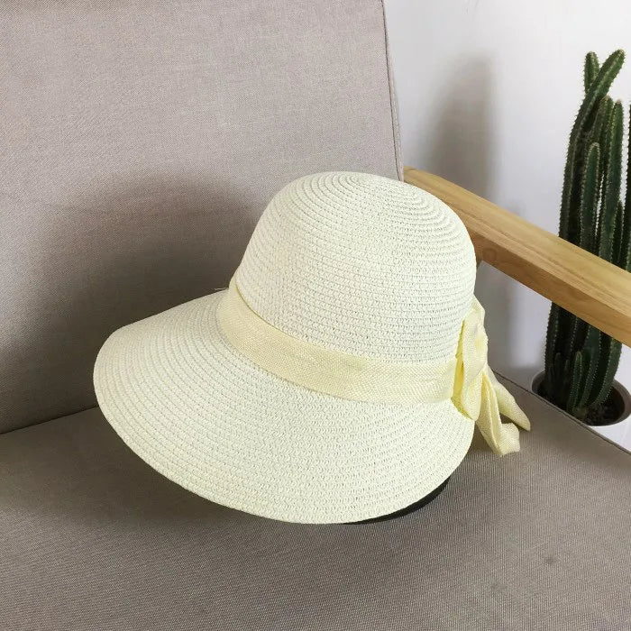 Women's Retro Solid Color Big Eaves Straw Hat