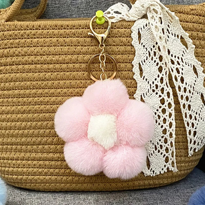 cute flower metal keychain