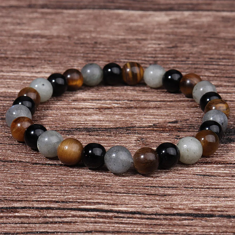 Popular Natural Stone Beaded Bracelet Yellow Tiger Eye Men's Retro Style Bracelet Yiwu Jewelry Wholesale