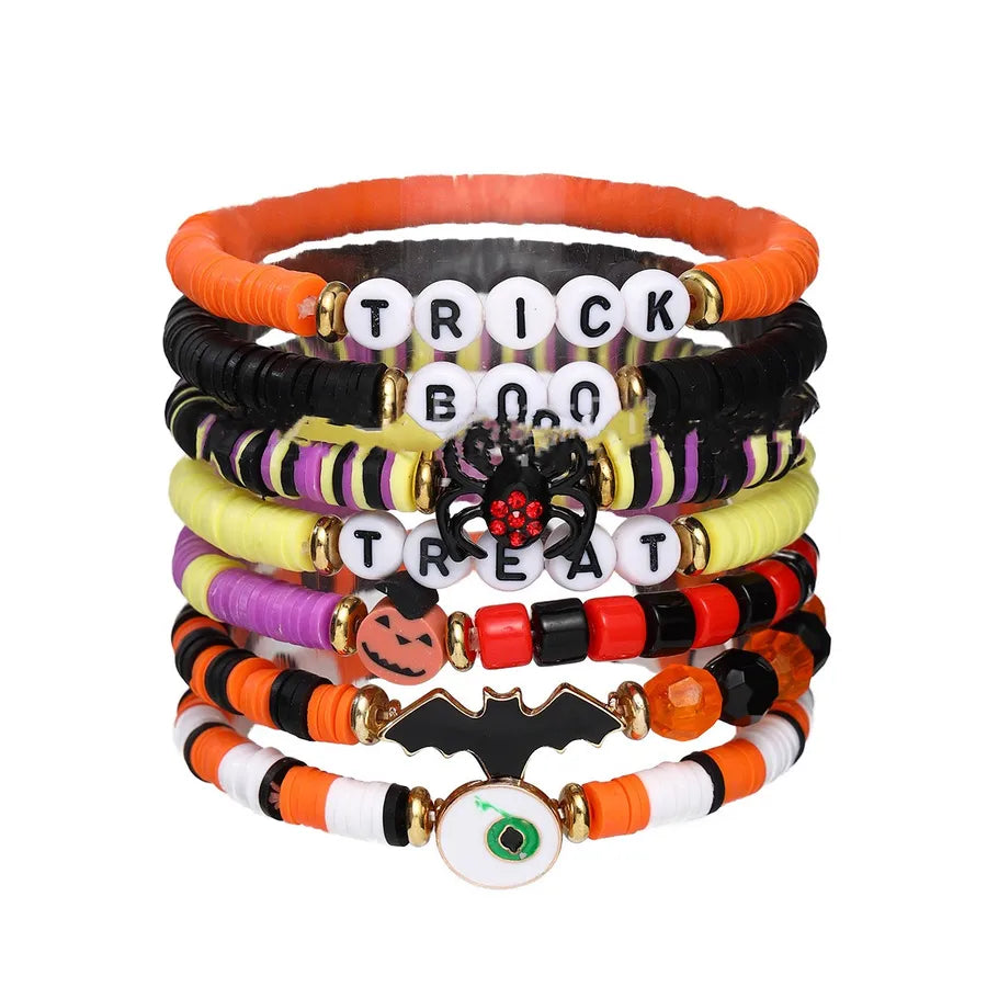 Simple Style Pumpkin Spider Bat soft clay Beaded Bracelets Christmas Wholesale