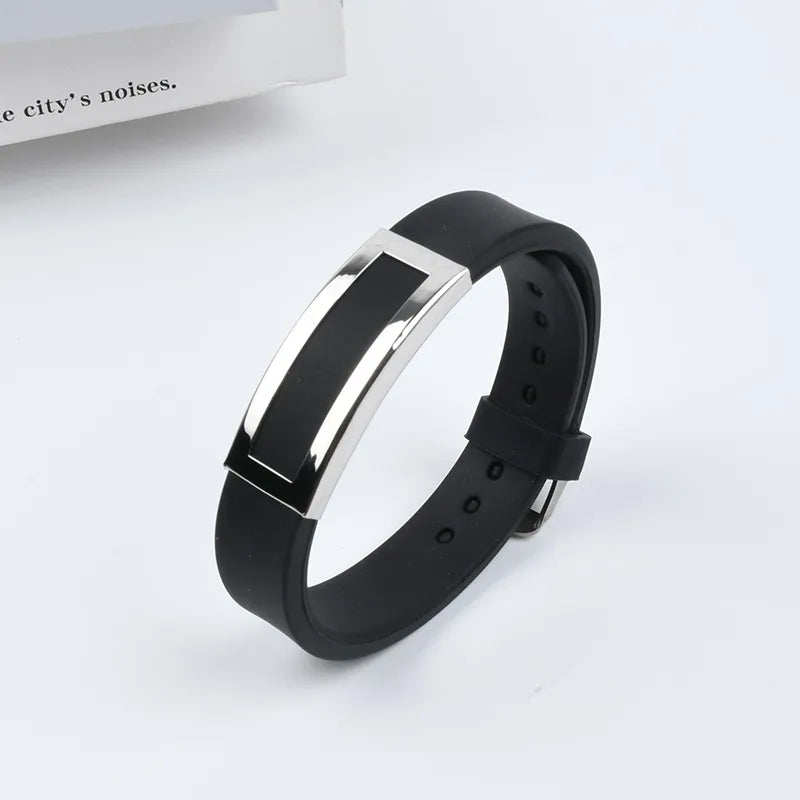 Retro Punk Geometric 201 Stainless Steel Silica Gel Plating Unisex wristband Men Cord & Leather Bracelets