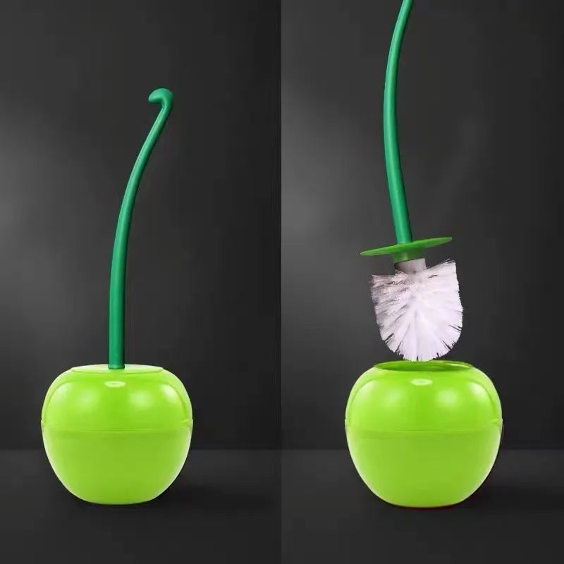 Long handle soft fur toilet brush suit Cherry toilet brush daily necessities  creative plastic cleaning brush toilet brush