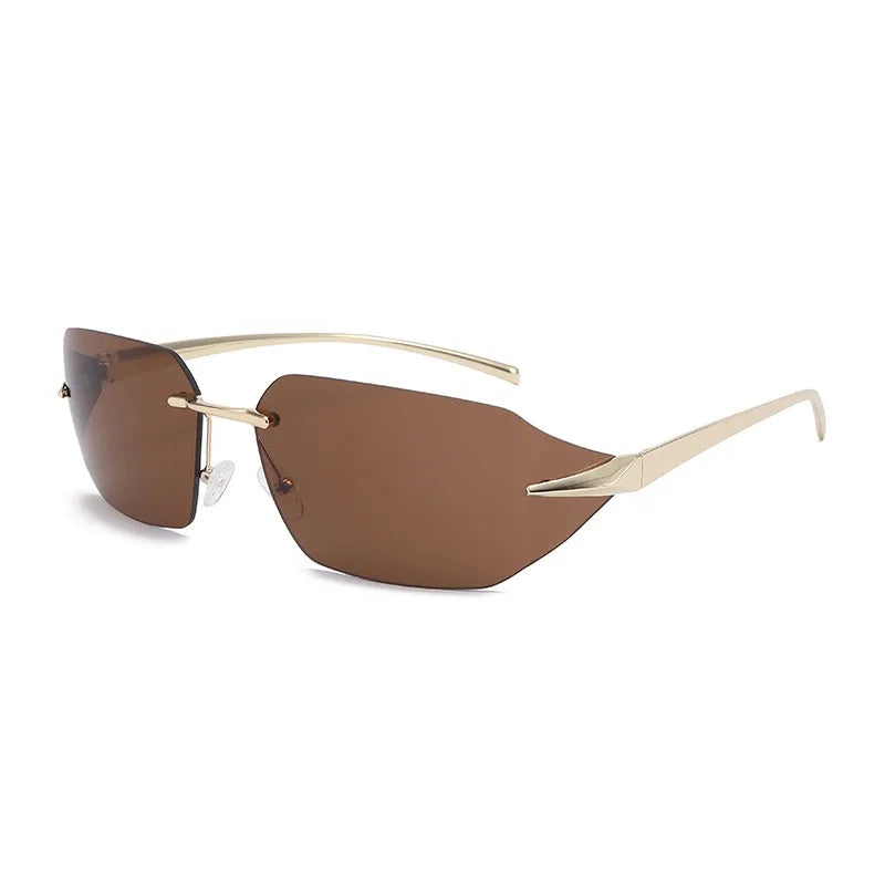 Y2K Punk Solid Color Pc Special-Shaped Mirror Frameless Men's Sunglasses