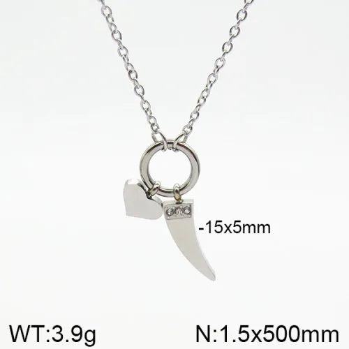 Wholesale Jewelry Casual Classic Style Artistic Heart Shape 304 Stainless Steel 18K Gold Plated Tassel cable chain Pendant Necklace