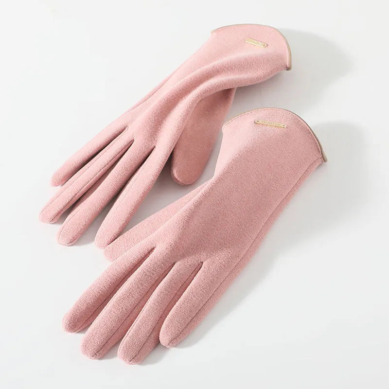 women's fashion solid color velvet polyester gloves 1 pair