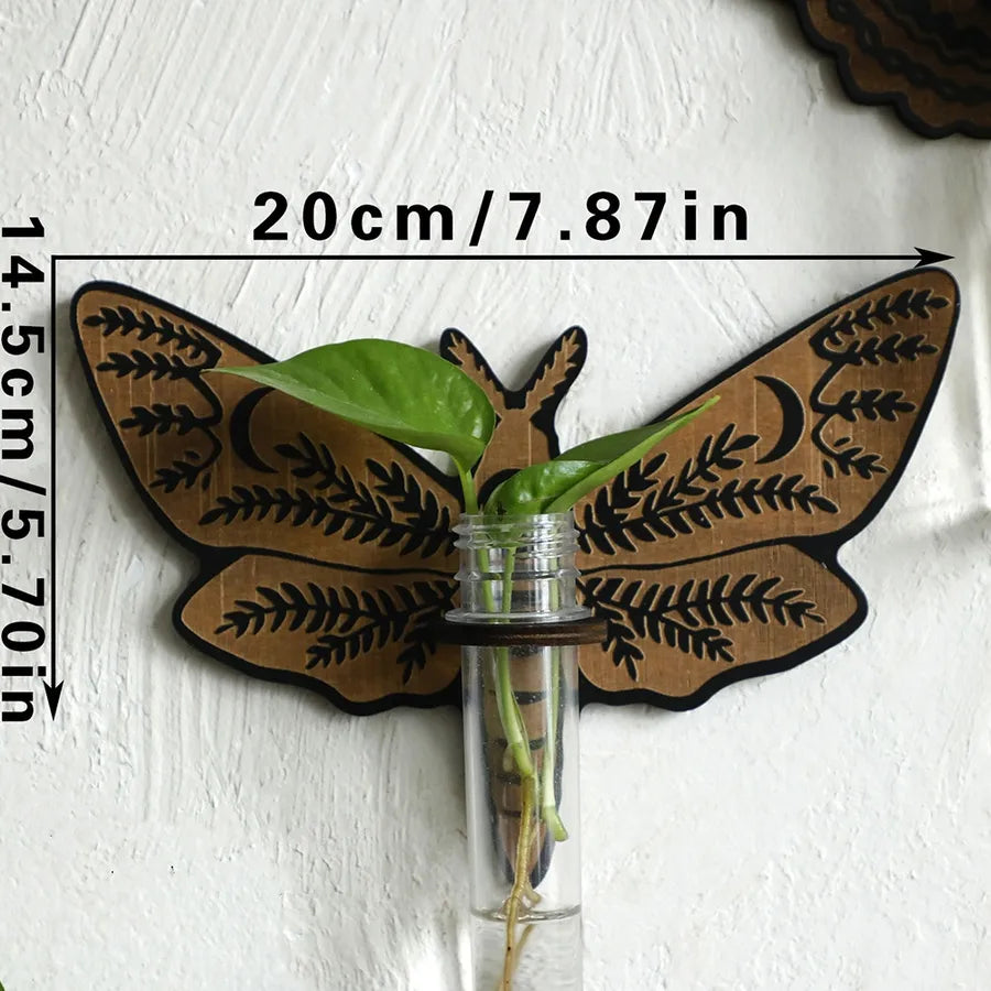 Retro Hexagram Moon Butterfly Wood pendant Wall Art
