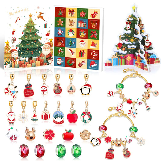 Children's Christmas DIY Crystal Bracelet Set Festive Jewelry Accessories Zinc Alloy Ethnic Style Girls Bracelets Gift