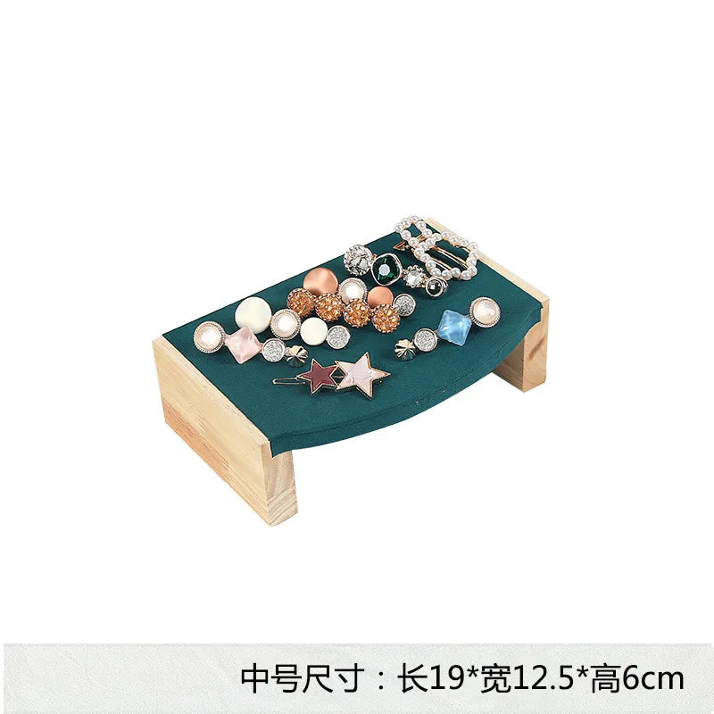 Solid Wood Jewelry Display Stand Tea Table Bracelet Necklace Stool Ornament Rack Three Piece Set Academic Style Crafted