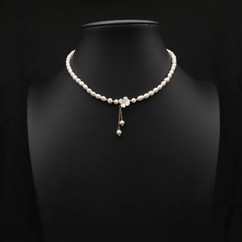original design heart shape flower freshwater pearl plating 18k gold plated necklace