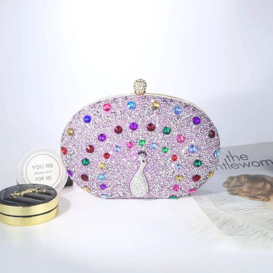 New  fashion peacock diamond retro exotic style messenger bag dinner bag high-end gift bag factory direct sales