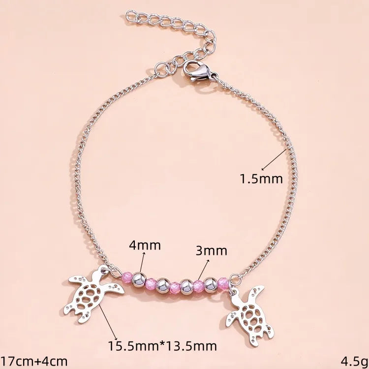 Casual Elegant Cute Tortoise Palm Life Tree 304 Stainless Steel Mostacilla Titanium Steel cable chain Bracelets In Bulk