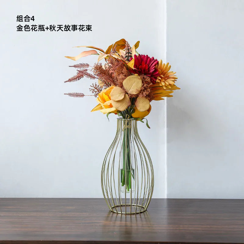 Simple Style Irregular Iron Vase Artificial Decorations