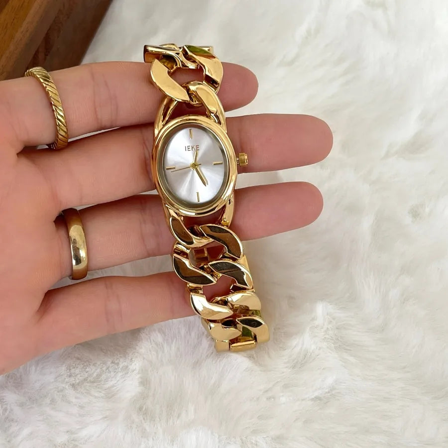 Simple Style Solid Color Single Folding Buckle Quartz Watch Women's Watches