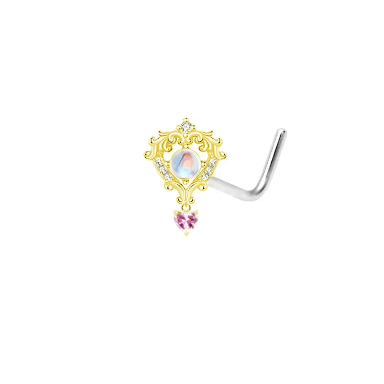 cute sexy animal heart shape stainless steel alloy copper asymmetrical plating inlay zircon 14k gold plated 18k gold plated silver plated cartilage earrings belly ring nose ring