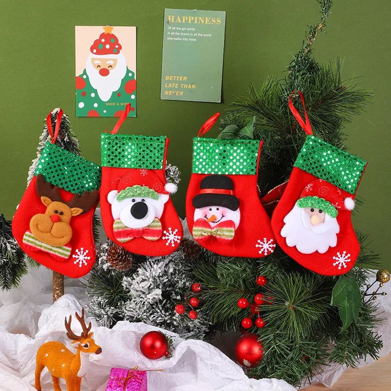 Christmas Cartoon Style Santa Claus Elk Holiday Festival Hanging Ornaments Decorative Props
