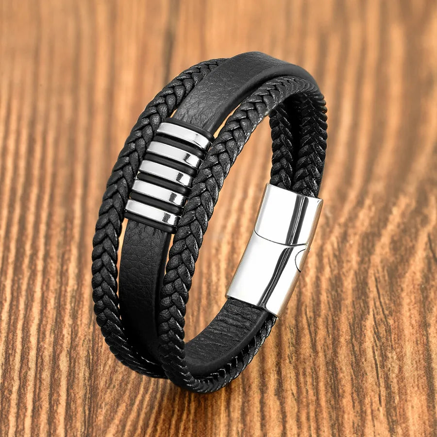 Classic Style Round 316 Stainless Steel  Handmade Men's Bracelets