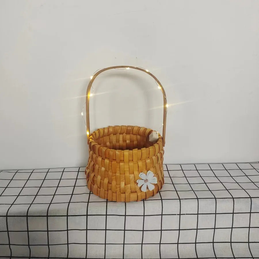 Pastoral Bow Knot Wood Storage Basket
