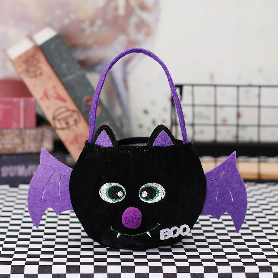 Halloween Decorations 3D Pumpkin Shaped Children's Gift Candy Bag Creative Handheld Festival Decoration Velvet Material