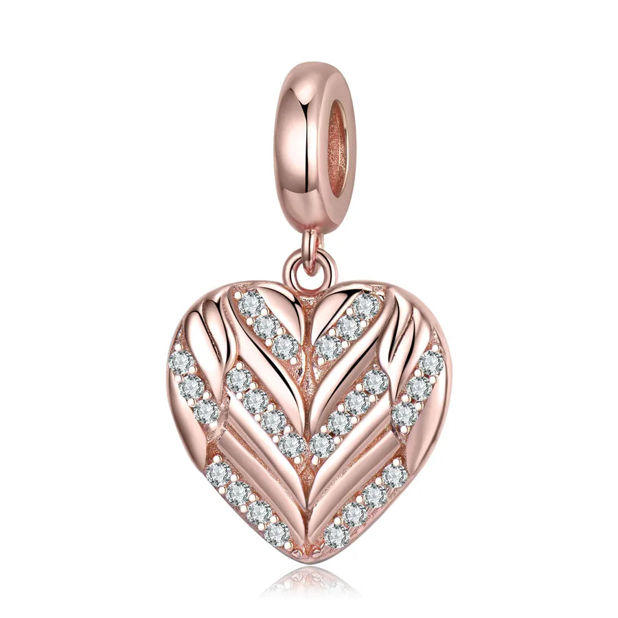1 Piece 925 Sterling Silver Zircon Heart Shape Charms Jewelry Accessories