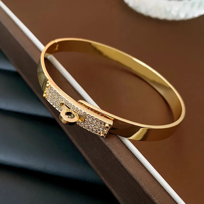 Retro Simple Style Geometric Titanium Steel Bangle In Bulk