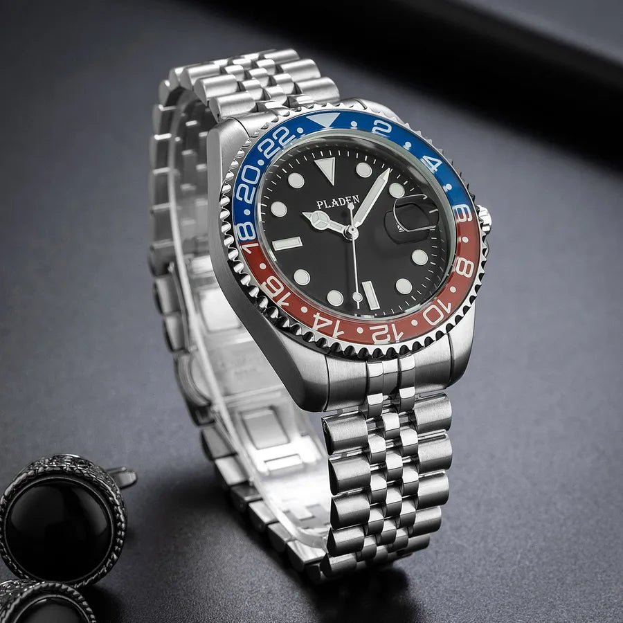 Business Color Block Butterfly Double Snap Quartz Watch Men's Watches