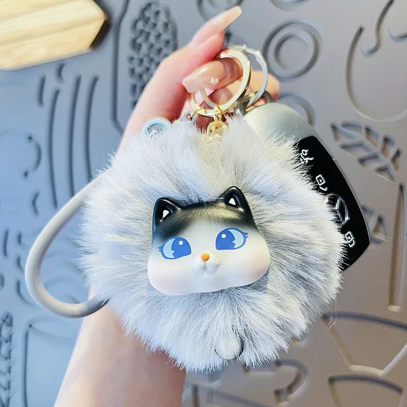 Creative Plush Cat Keychain Cute Cartoon Student Bag Pendant Doll Machine Small Gift