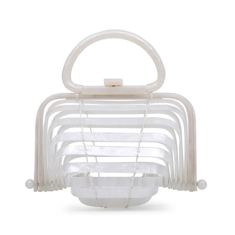 Women's Arylic Rainbow Vacation Beach Hollow Shell Lock clasp Handbag
