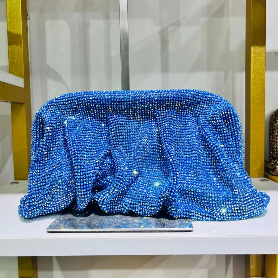 silver gold blue pvc solid color square evening bags