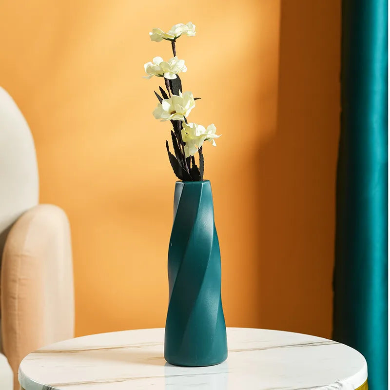 Imitation Ceramic Vase Nordic Plastic Vase Morandi Living Room Ornaments Vase Hydroponic Creative Vase Wholesale