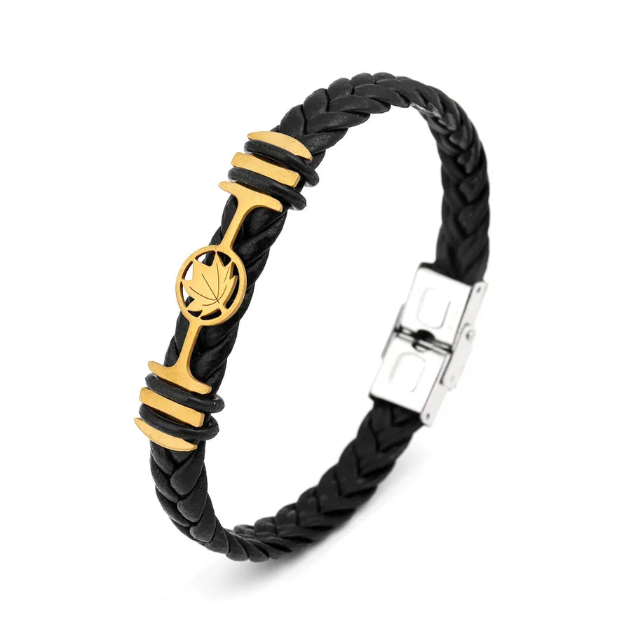 Retro Punk Solid Color Pu Leather Men's Bracelets Men Cord & Leather Bracelets