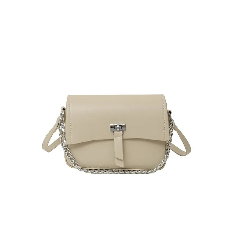 Women's PU Solid Color Classic Style Square Magnetic Buckle Handbag Crossbody Bag