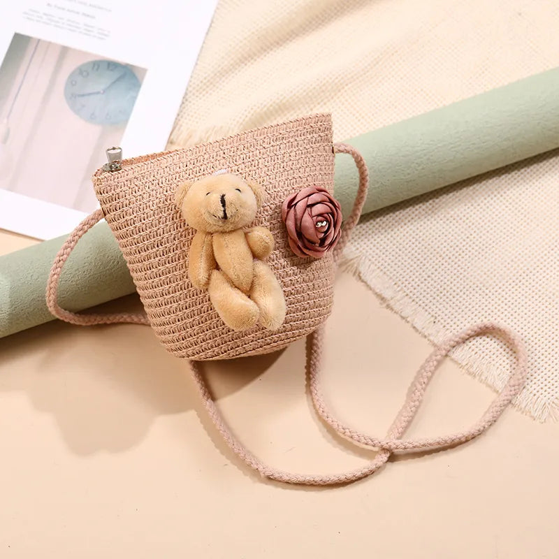 Straw Island Beach Woven Bag Women  New Popular Bag Seaside Straw Bag Cute Kid's Messenger Bag