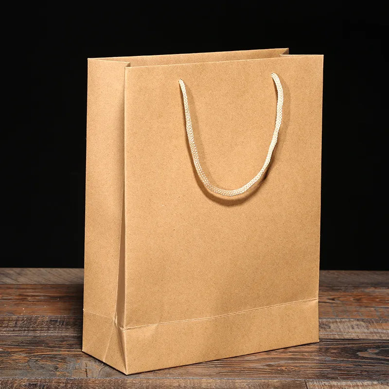 Classic Pure Color Thickened 260G Portable Kraft Paper Bag Jewelry Gift Packaging Bag Retro Style Fashion and Environment-Friendly