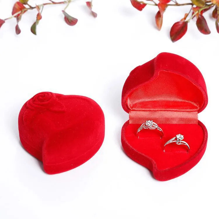 simple style heart shape flannel jewelry boxes
