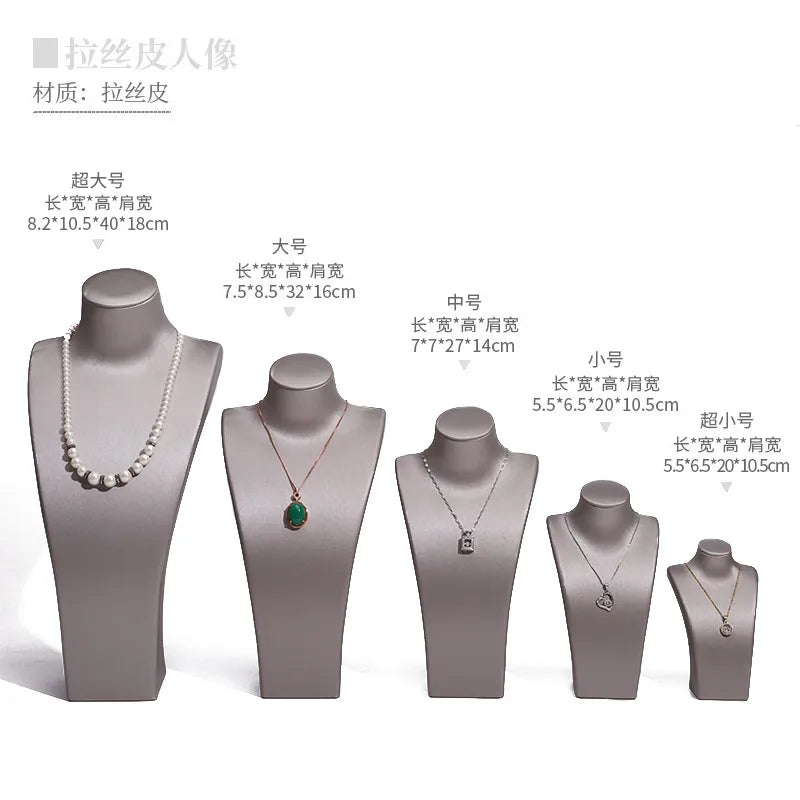 L-Shape Portrait Jewelry Necklace Display Stand Model Prop Matte Leather Pendant Window Counter Display Props