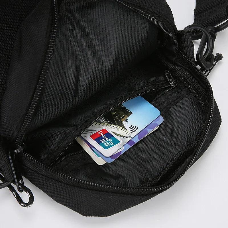 Men's Solid Color Oxford Cloth Zipper Crossbody Bag