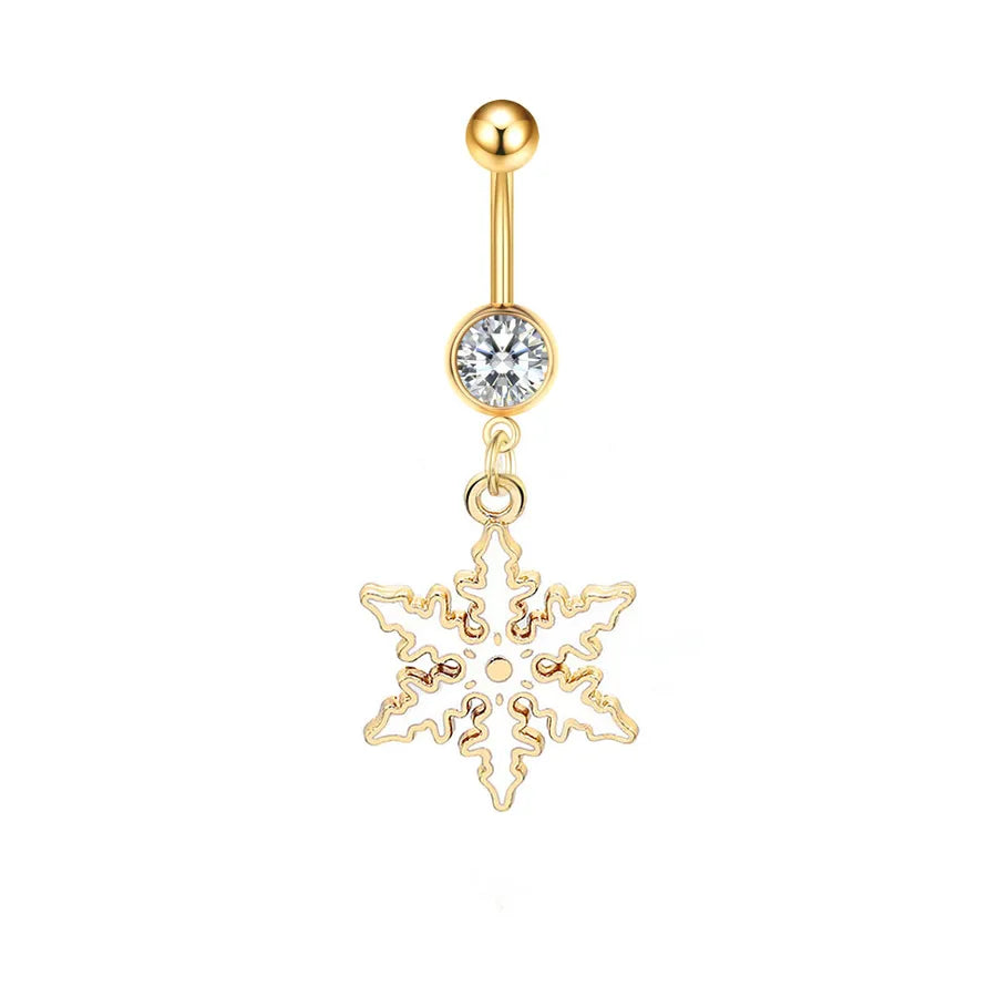 Christmas Belly Button Ring Stainless Steel Belly Stud Santa Claus Snowflake Deer Pendant  Navel Jewelry