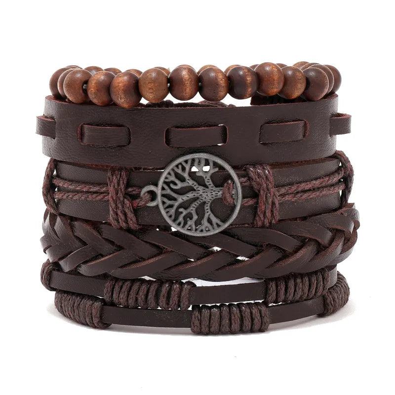 Hip-Hop Retro Geometric CCB Pu Leather Alloy Braid Men's Bracelets