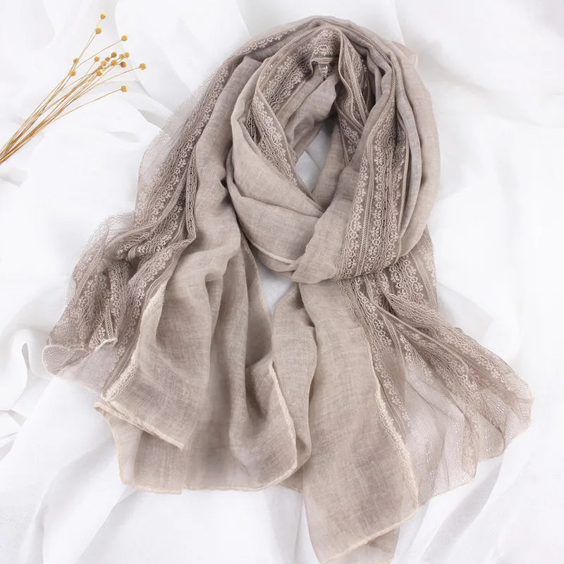 women's elegant solid color cotton scarf