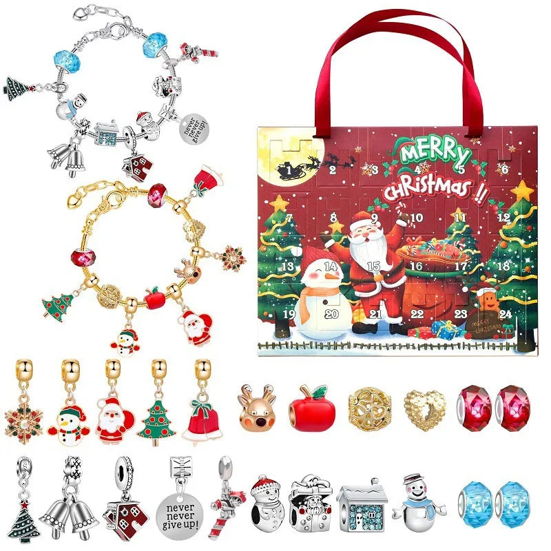 1 Set Alloy Santa Claus Christmas Socks Snowflake Pendant Chain Jewelry Accessories