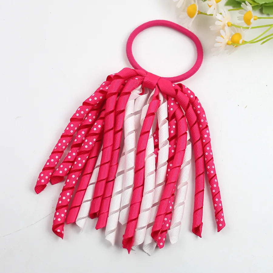explosions girls' hair accessories wave point printing roll belt head rope rubber band children's accessories long ponytail hair accessories wholesale