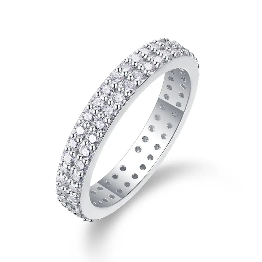 925 Sterling Silver Moissanite Geometric Rings GRA Certificate