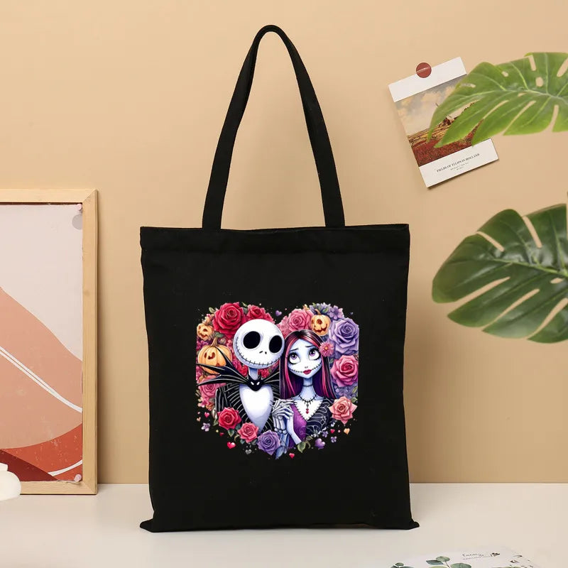 Large Canvas TrickOrTreat Halloween Party Candy Snack Gift Bag Shopping Tote Bag Double Shoulder Strap Retro  Style