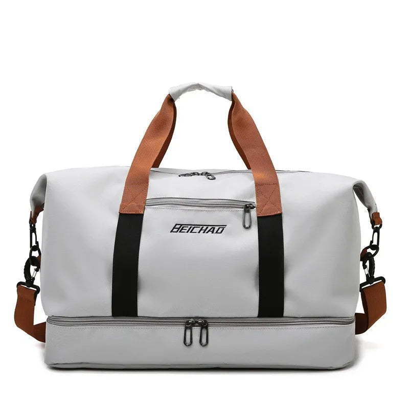 Large Capacity Foldable Fitness Bag Travel Bag Shoulder Portable Crossbody Yoga Bag Dry and Wet Separate Outgoing Luggage Bag