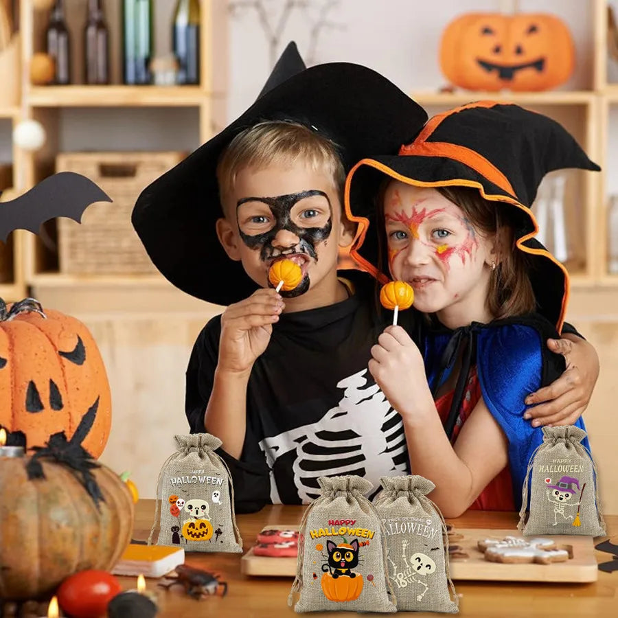 Halloween Linen Bag Easter Linen Bag Children Party Candy Storage Bag Festival Celebration Supplies Party Printing Material